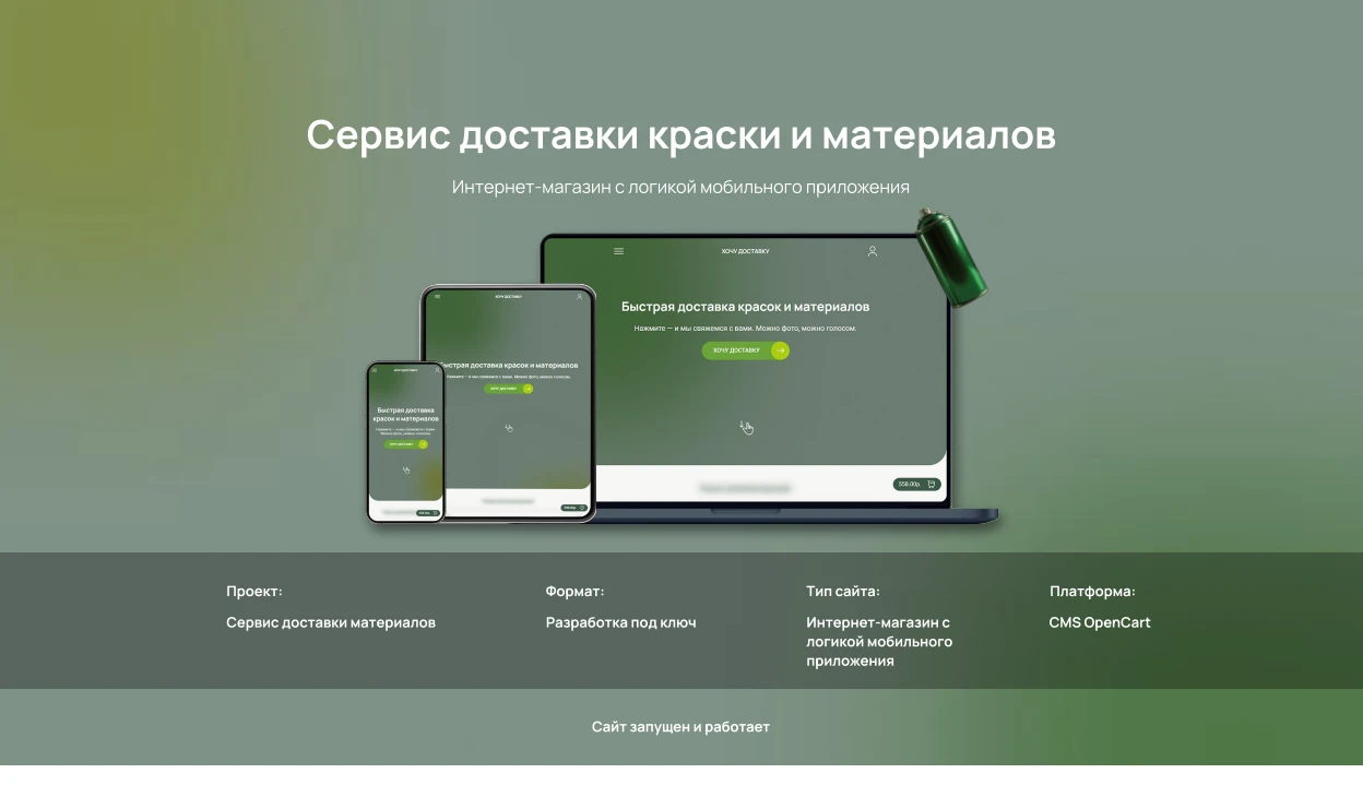 Презентация сервиса Хочу доставку: экраны на разных устройствах